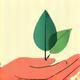 Εικονίδιο: Μια παλάμη που κρατά ένα μικρό δέντρο, συμβολίζοντας τη βιωσιμότητα και τη φροντίδα